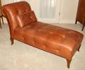 071207 TUFTED LEATHER CHAISE H 36 L 68