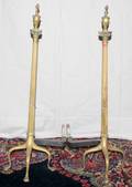 061314 ADAMS STYLE BRASS ANDIRONS EARLY 20TH C PAIR