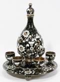 112275 RUSSIAN CLOISONN  916 SILVER VODKA SET