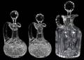110222 CUT GLASS CRUETS THREE H 6  8