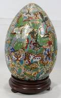 CHINESE CLOISONN EGG ON BASE H 15