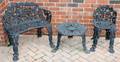 071258 WROUGHT IRON GARDEN BENCH TABLE  CHAIR