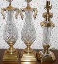 071238 FRENCH STYLE CRYSTAL  BRASS TABLE LAMPS PAIR