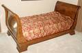 071230 FRENCH STYLE BURL WALNUT SLEIGH BED H 40