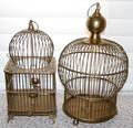 071229 BRASS DECORATIVE BIRD CAGES TWO H 20  23