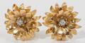 062300 14KT GOLD  DIAMOND FLOWER FORM EARRINGS PAIR