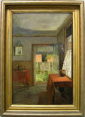 Oil on canvas interior scene