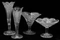 112326 AMERICAN PRESSED  CUT GLASS COMPOTE  VASES