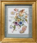 111401 BISQUE PLAQUE FLOWERS IN RELIEF 12 X 9 12