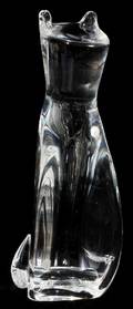 110276 STEUBEN GLASS TALL CRYSTAL CAT H 9