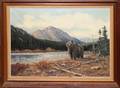 102313 LESLIE PETERS OILCANVAS 18 X 24 GRISLY BEAR