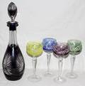 091368 GERMAN OVERLAY CRYSTAL DECANTER H 15  WINES