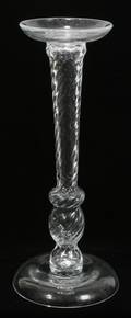 091364 HANDBLOWN GLASS CANDLE STANDPILLAR H 21