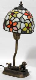 091356 ART DECO STYLE LEADED GLASS MINIATURE LAMP