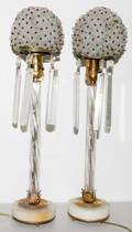 091354 GLASS  ONYX BOUDOIR LAMPS C 1930 PAIR H 19