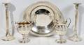 090284 STERLING BOWL CREAMER SUGAR  CANDLESTICKS