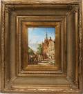 082282 OIL ON WOOD PANEL C 1970 7 X 4 DUTCH STREET