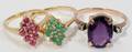 080355 AMETHYST RUBY  EMERALD RINGS INCL ANTIQUE