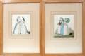 080335 ANTIQUE FASHION PRINTS PAIR C 1850 8 X 7