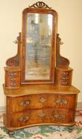 072282 VICTORIAN BURL  WALNUT DRESSER C 1900 H 76