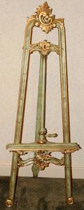 072277 CARVED WOOD GREEN AND GILT EASEL H 67