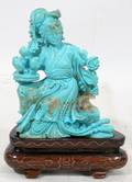 062308 CHINESE TURQUOISE LADY WITH FLOWERS H 3 12