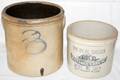 061359 ANTIQUE STONEWARE CROCK H 10  ONE OTHER