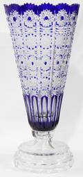 112334 COBALT TO CLEAR CRYSTAL VASE H 15 DIA 7