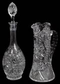 112329 CUT GLASS PITCHER  DECANTER H 11 12  16