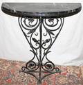 092341 FRENCH STYLE WROUGHT IRON  MARBLE CONSOLE