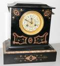 091405 BELGIAN BLACK MARBLE MANTEL CLOCK LATE 19TH C