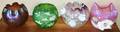 090325 VICTORIAN COLORED GLASS ROSE BOWLS FOUR H 5