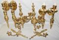 080373 INDIA BRASS WALL SCONCES FOUR PAIRS 6 CRYSTAL