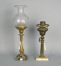Two brass table lamps