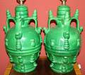 061422 CHINESE STYLE POTTERY LAMPS PAIR H 17