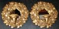 061421 GILT GESSO WREATHFORM MIRRORED CANDLE SCONCES