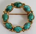 111483 TURQUOISE AND GOLD BROOCH