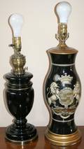102380 PORCELAIN AND GLASS LAMPS TWO H 16  18