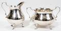 102391 POOLE STERLING SILVER OPEN SUGAR BOWL  CREAMER