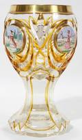 CONTINENTAL CUT GLASS  ENAMELED CHALICE