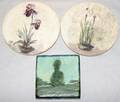 092377 GLAZED ART POTTERY TILES THREE 3 SQUARE 