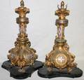 092369 ANTIQUE ENAMEL  BRONZE BASES H 20 W 9
