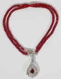 092347 1CT NATURAL RUBY  15CT DIAMOND NECKLACE
