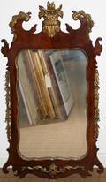 090373 KINDEL MAHOGANY AND GILT CARVED WALL MIRROR