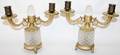 081381 FRENCH BRONZE  CRYSTAL TWOLIGHT CANDLESTICKS