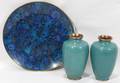 080405 CHINESE CLOISONN PAIR OF VASES  FOOTED DISH