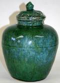 072362 CHINESE GREEN EARTHENWARE COVERED GINGER JAR