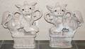 072350 CHINESE CRACKLE GLAZE POTTERY FOO LIONS PAIR