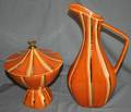 070371 HULL POTTERY COVERED COMPOTE AND PITCHER 2 PCS