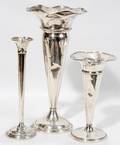 112427 AMERICAN WEIGHTED STERLING SILVER VASES THREE